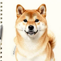 pen sketch of a shiba inu as the terminator