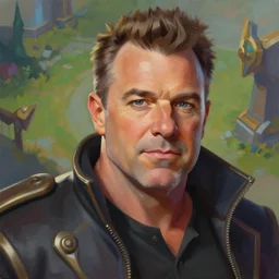 painting of guy fieri as a character in the game league of legends, with a background based on the game league of legends, detailed face, painterly, digital art, angular!!