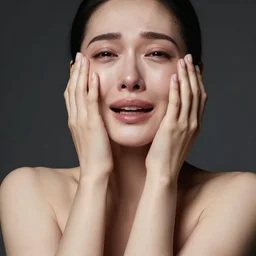epic masterpiece full body portrait a woman crying, beautiful face and flawless skin, perfect hands by Edgar Maxence and Ross Tran and Michael Whelan