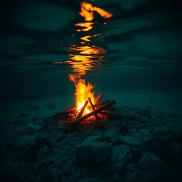 photo of a camp fire underwater