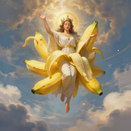 a digital painting of a holy banana descending from the heaven, divine, hyper realistic, full of details, octane render, 4 k, unreal engine, in the style of greg rutkowski - n 4