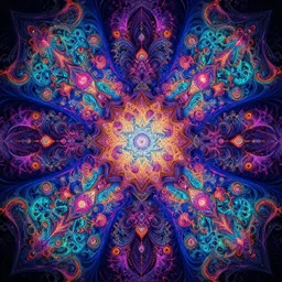 a stunning psychedelic masterpiece of the dmt realm, fractals and geometric shapes, stunning work