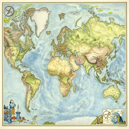 a detailed and intricate illustration of a fantasy world map by moebius, frazetta, zabrocki, ghibli, miura