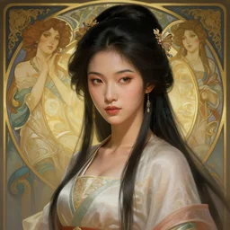 asian goddess, highly detailed, digital painting, artstation, concept art, smooth, sharp focus, illustration, Unreal Engine 5, 8K, art by Ross Tran and greg rutkowski and alphonse Mucha
