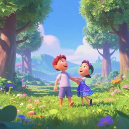 a gorgeous landscape in the style of thomas cole and pixar. enchanting, magical fairytale vibe, irresistible, evokes a feeling of bliss, a state of pure happiness, joy and pleasure, smooth gradient cgi, ultrarealistic path tracing, trending on artstation