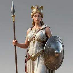 a portrait of the Goddess Athena with her Spear and Shield, concept art, trending on artstation 3D, Octane Render