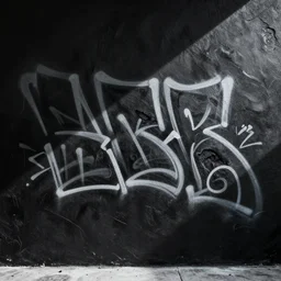 graffiti pattern texture on a plain black wall