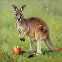 impressionist oil painting of a hybrid kangaroo apple