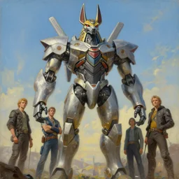a giant statue horus mecha, tim hildebrandt, wayne barlowe, bruce pennington, donato giancola, trending on artstation, cinematic composition, beautiful lighting, hyper detailed, 8 k, oil on canvas