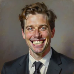 caninical. a portrait of a man in a suit with a face made of teeth. oil on canvas by james gurney