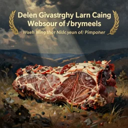 A beautiful painting of a landscape made of meat