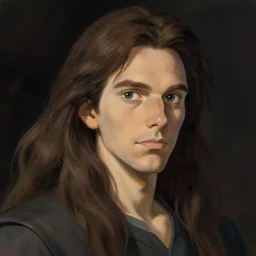 dacre montgomery portrait, long hair, art by studio ghibli and greg rutkowski and artgerm and ilya kuvshinov, portrait, d & d, fantasy, highly detailed, digital painting, headshot, trending on artstation, concept art, sharp focus, illustration