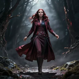 Wanda Maximoff chaos magic, levitating, eerie, emotion, concept art