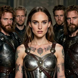 young natalie portman, legendary warrior, heroic fighter, dungeons & dragons, tattoos, decorative ornaments, battle armor, by carl spitzweg, ismail inceoglu, vdragan bibin, hans thoma, greg rutkowski, alexandros pyromallis, perfect face, detailed, sharply focused, centered, rule of thirds, realistic shading