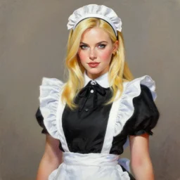 detailed painting of michelle gellar wearing a maid outfit, 8 k, by greg rutkowski, artgerm, global illumination