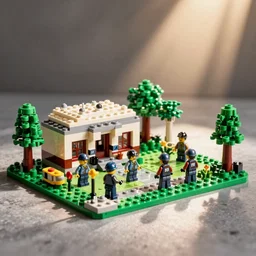mar - a - lago lego set, fbi agents on the lawn, raid, tilt shift photography
