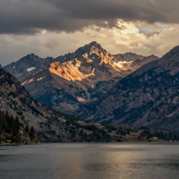 lakeside mountains, by john steuart curry
