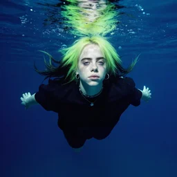 billie eilish underwater in the style of nirvana nevermind