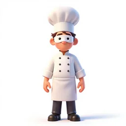 masked chef sommelier, stylized pixar-style 3d render, full body, standing, isolated on a pure white background, centered, whole figure in frame, sharp focus, studio lighting