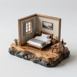 the house, a bed, a table, resin 8 0 mm miniature photo, 4 k