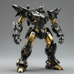 hyper realistic render of hard surface mecha robot made from black onyx and gold by kezie demessance, artgerm, alexander trufanov, octane render, unreal engine 5