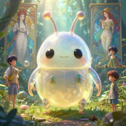 highly detailed portrait of cute translucent bug, unreal engine, fantasy art by greg rutkowski, loish, rhads, ferdinand knab, makoto shinkai and lois van baarle, ilya kuvshinov, rossdraws, tom bagshaw, alphonse mucha, global illumination, radiant light, detailed and intricate environment