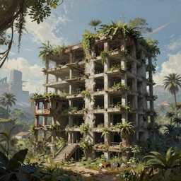 a beautiful hyperdetailed painting of building unfinished building nature urbex architecture mcmansion abandoned by jean delville, architecture island atlantis galactic postcyberpunk saturn fantasy assassin's creed junglepunk landscape, archdaily, wallpaper, highly detailed, trending on artstation.
