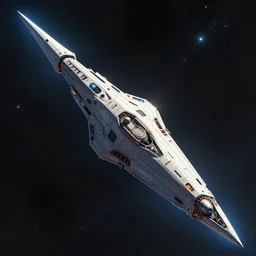 massive starship in the shape of a spear traveling through space by paul chadeisson, concept art, scifi, 4 k, digital ilustration, artstation hq