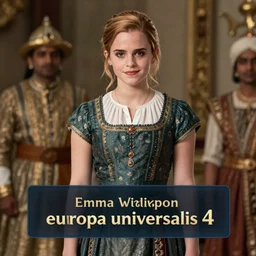 emma watson as an indian maharajah wearing period costume, loading screen artwork for the game'europa universalis 4'