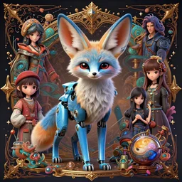 long shot of a blue fennec fox android :: by Martine Johanna and Simon Stålenhag and Chie Yoshii and Casey Weldon and Guillermo del toro :: ornate, dynamic, particulate, rich colors, intricate, elegant, highly detailed, centered, artstation, smooth, sharp focus, octane render, 3d