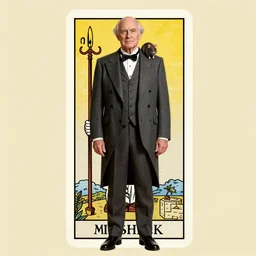 older fantasy butler that looks similar to michael kane, full body portrait, handsome, 4 k, tarot card style, balding, well dressed, pet rat on shoulder