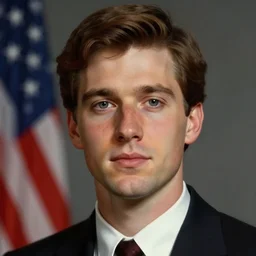 portrait of a 2 0 0 2 united states president, who is a young man a scholarly appearance, detailed face, 2 1 st century, highly detailed, cinematic lighting, digital art painting by greg rutkowski