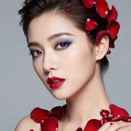 studio portrait absurdly beautiful, elegant, graceful, young hypercolorful variety sensual gravure idol rubies red petals gems, ultrafine hyperrealistic detailed face illustration by kim jung gi, irakli nadar, intricate linework, sharp focus, bright colors, matte, octopath traveler, final fantasy, unreal engine highly rendered, global illumination, radiant light, intricate environment