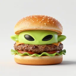 alien burger, food photoshoot, 4 k render, unreal