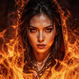 ocean fire, photorealistic fantasy portrait, artstation, hyper detailed, stippling.