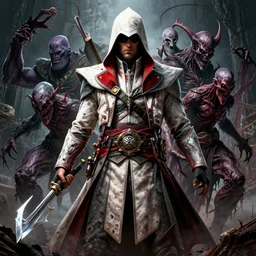the platonic ideal of assassins creed of cletus kasady ultimate carnage thanos dementor doctor manhattan chtulu nazgul, detailed, intricate, hyperrealism, intense, scary, decay, dmt, art by brock hofer and artgerm and greg rutkowski and alphonse mucha