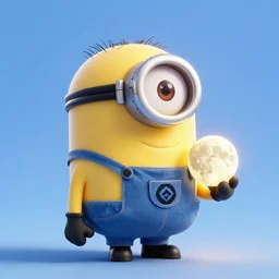 a cute stuffed animal holding the moon in it's hand, backlight, 3 d render, octane render, still from despicable me