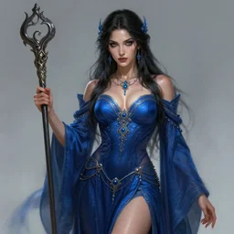 gabriel union as a sorceress, passionate, seductive, sweaty, intricate dressed in ornate blue robes and staff, lovely, intricate, highly detailed, digital painting, artstation, concept art, karma sutra, smooth, sharp focus, illustration, unreal engine 5, 8 k, art by artgerm and greg rutkowski and alphonse mucha