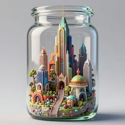 intricate illustration, of a solarpunk city, inside a glass jar. intricately detailed. beautiful. colourful. 3 d vray render, artstation, deviantart, pinterest, 5 0 0 px models