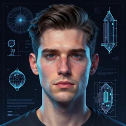 portrait of in the style of Rob Lefield and Dan Mumford , trending on artstation, digital art, surrealism, macro, blueprint, vaporwave