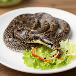 snake eating a salad