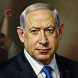 benjamin netanyahu's face, insanely deteailed oil painting of benjamin netanyahu as liberty leading the people, by eugene delacroix