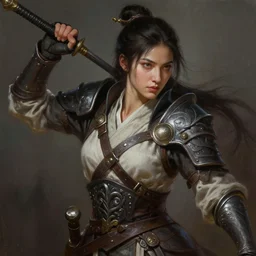 highly detailed painting, masterpiece portrait warrior female clothed, fantasy character portrait, dynamic pose, ambient lighting, realistic shaded, perfect face, 4 k realistic, intricate detail, digital painting, artstation, wlop