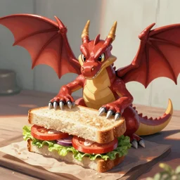 spyro the dragon making a subway sandwich, detailed digital art, best of artstation