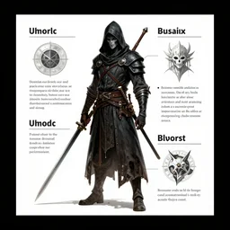 a fantasy undead assassin character design sheet, trending on artstation
