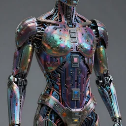 cyborg armour made of intricate complex circuitry and microchips, iridescent, colorful, intricate linework, realistic artwork, rutkowski, wlop, chebokha, artgerm