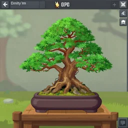 screenshot of a japanese bonsai pruning game, unity engine