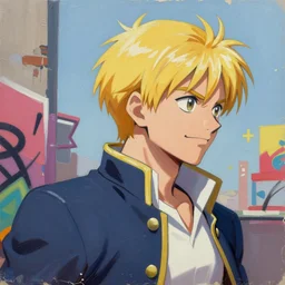 greg manchess portrait painting of blonde edward elric as overwatch character, medium shot, asymmetrical, profile picture, organic painting, sunny day, matte painting, bold shapes, hard edges, street art, trending on artstation, by huang guangjian, gil elvgren, ruan jia, greg rutkowski, gaston bussiere