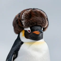 penguin wearing a ushanka hat. russian ushanka hat