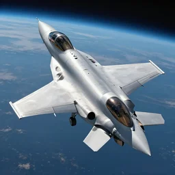 A fighter jet in space